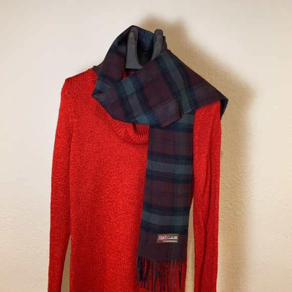 Touch Cashmere Brown and Green Plaid Scarf EUC - Picture 3 of 6